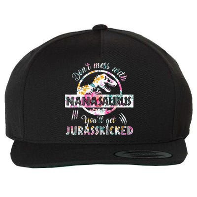 Womens Don't Mess With Nanasaurus You'll Get Jurasskicked Nana Dino Wool Snapback Cap