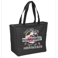 Womens Don't Mess With Nanasaurus You'll Get Jurasskicked Nana Dino Zip Tote Bag