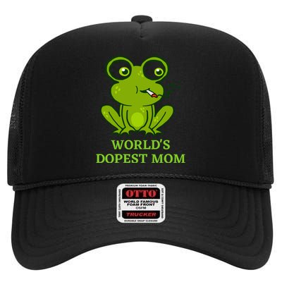 Worlds Dopest Mom High Crown Mesh Back Trucker Hat