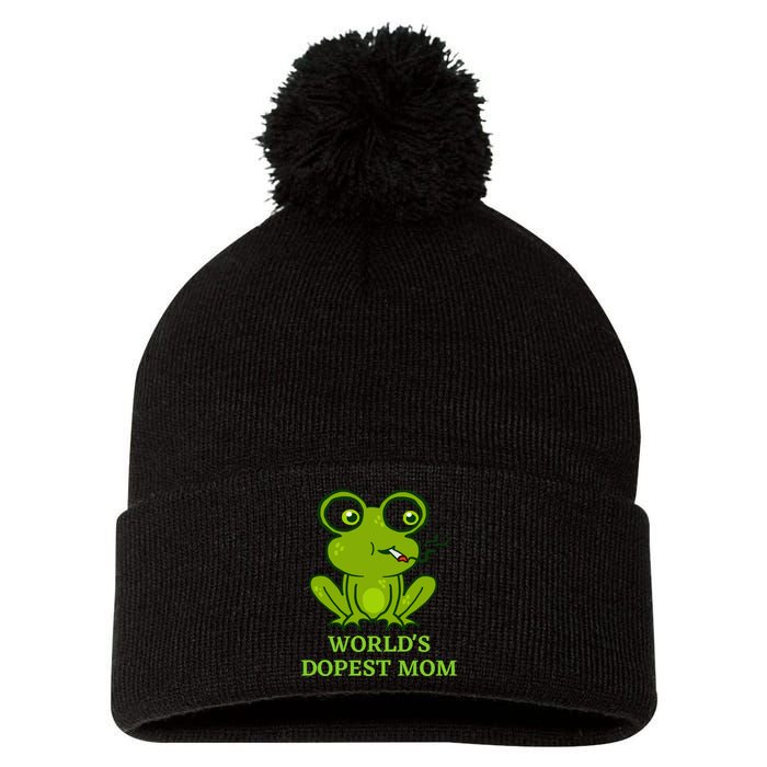 Worlds Dopest Mom Pom Pom 12in Knit Beanie