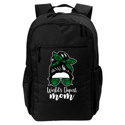 World's Dopest Mom Weed Hair Bun Backpack