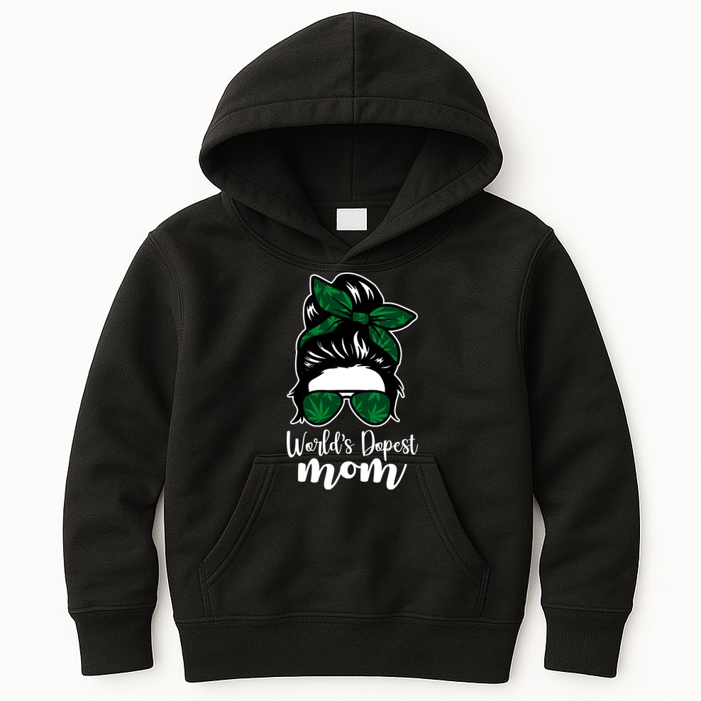 World's Dopest Mom Weed Hair Bun Kids Hoodie