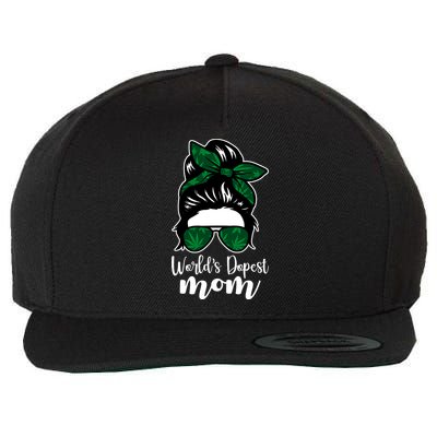 World's Dopest Mom Weed Hair Bun Wool Snapback Cap