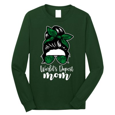 World's Dopest Mom Weed Hair Bun Long Sleeve Shirt