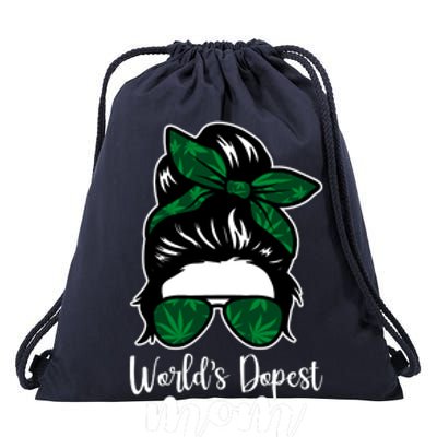 World's Dopest Mom Weed Hair Bun Drawstring Bag