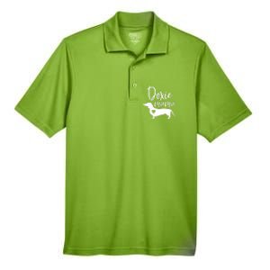 Womens Doxie Mama Dachshund Mom Funny Wiener Dog Gift VNeck Men's Origin Performance Pique Polo