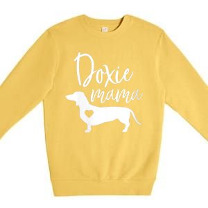 Womens Doxie Mama Dachshund Mom Funny Wiener Dog Gift VNeck Premium Crewneck Sweatshirt