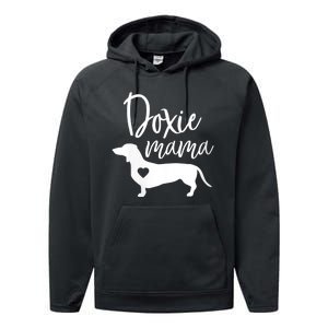 Womens Doxie Mama Dachshund Mom Funny Wiener Dog Gift VNeck Performance Fleece Hoodie