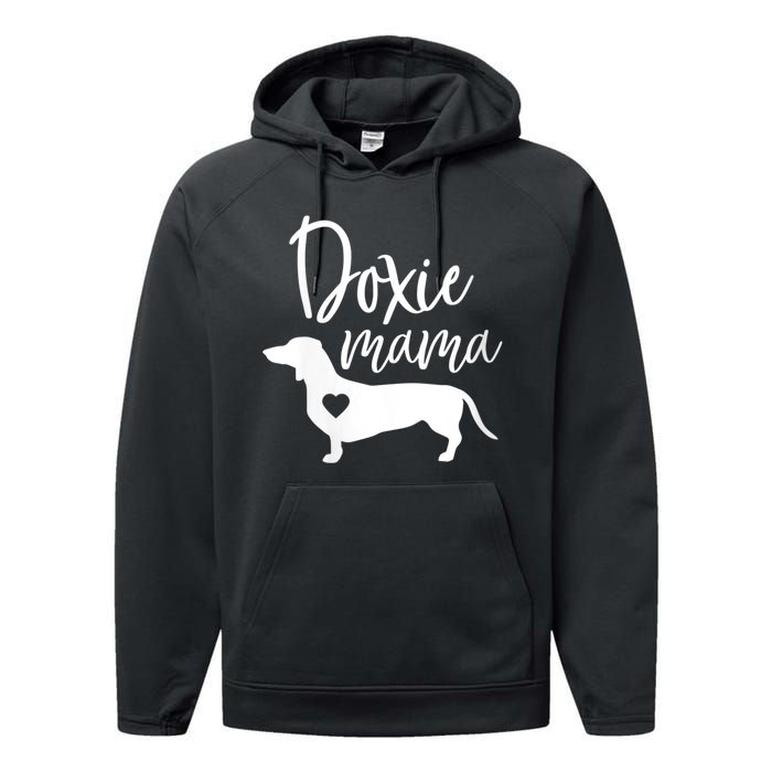 Womens Doxie Mama Dachshund Mom Funny Wiener Dog Gift VNeck Performance Fleece Hoodie