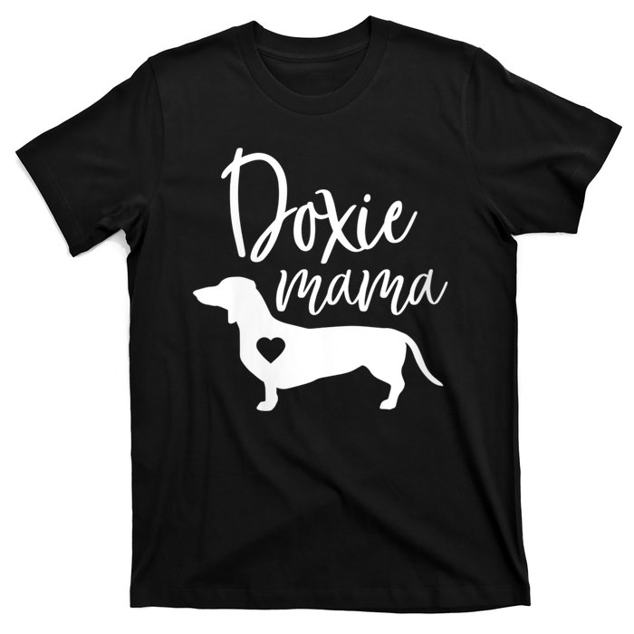 Womens Doxie Mama Dachshund Mom Funny Wiener Dog Gift VNeck T-Shirt