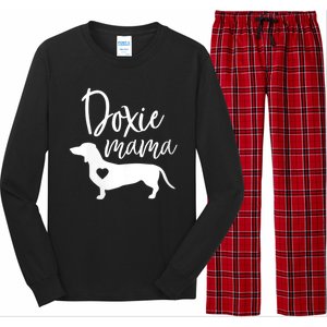 Womens Doxie Mama Dachshund Mom Funny Wiener Dog Gift VNeck Long Sleeve Pajama Set