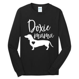 Womens Doxie Mama Dachshund Mom Funny Wiener Dog Gift VNeck Tall Long Sleeve T-Shirt