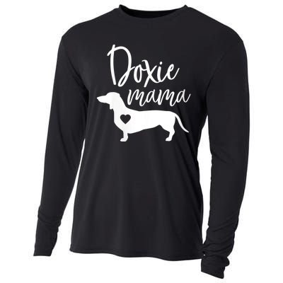 Womens Doxie Mama Dachshund Mom Funny Wiener Dog Gift VNeck Cooling Performance Long Sleeve Crew