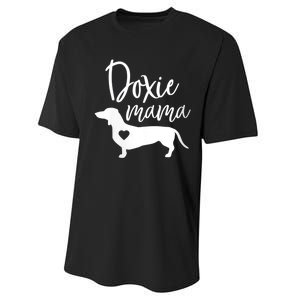 Womens Doxie Mama Dachshund Mom Funny Wiener Dog Gift VNeck Performance Sprint T-Shirt