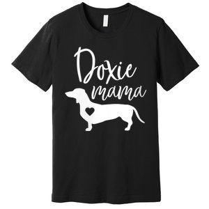 Womens Doxie Mama Dachshund Mom Funny Wiener Dog Gift VNeck Premium T-Shirt