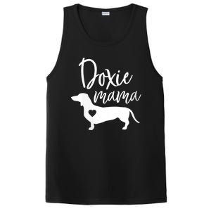 Womens Doxie Mama Dachshund Mom Funny Wiener Dog Gift VNeck PosiCharge Competitor Tank