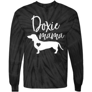 Womens Doxie Mama Dachshund Mom Funny Wiener Dog Gift VNeck Tie-Dye Long Sleeve Shirt