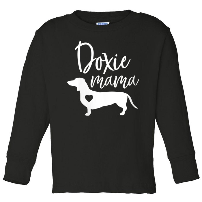 Womens Doxie Mama Dachshund Mom Funny Wiener Dog Gift VNeck Toddler Long Sleeve Shirt