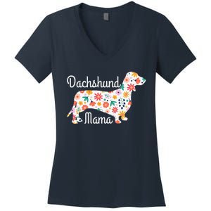 Womens Dachshund Mama Wiener Dog Doxie Mom Funny Cute Gift Cute Women's V-Neck T-Shirt