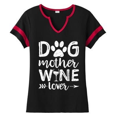 Wo Dog Mother Wine Lover Dog Mom Wine Mother's Day V-Neck Ladies Halftime Notch Neck Tee