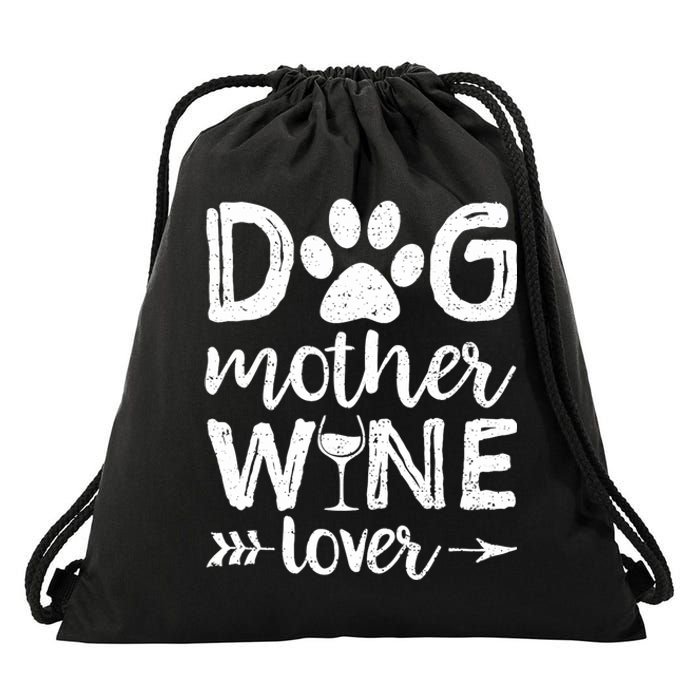 Wo Dog Mother Wine Lover Dog Mom Wine Mother's Day V-Neck Drawstring Bag