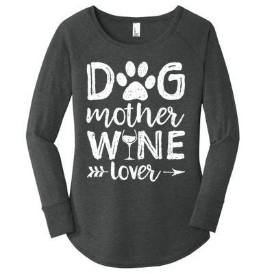 Wo Dog Mother Wine Lover Dog Mom Wine Mother's Day V-Neck Women's Perfect Tri Tunic Long Sleeve Shirt