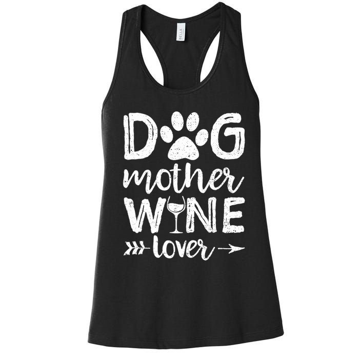 Wo Dog Mother Wine Lover Dog Mom Wine Mother's Day V-Neck Women's Racerback Tank