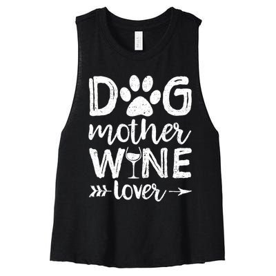 Wo Dog Mother Wine Lover Dog Mom Wine Mother's Day V-Neck Women's Racerback Cropped Tank