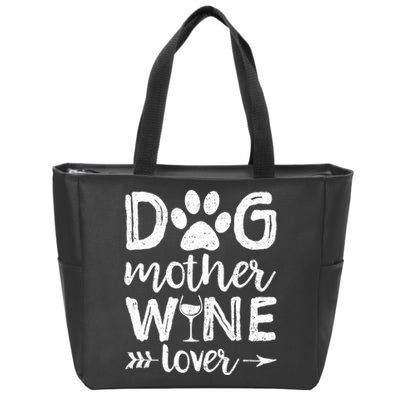 Wo Dog Mother Wine Lover Dog Mom Wine Mother's Day V-Neck Zip Tote Bag