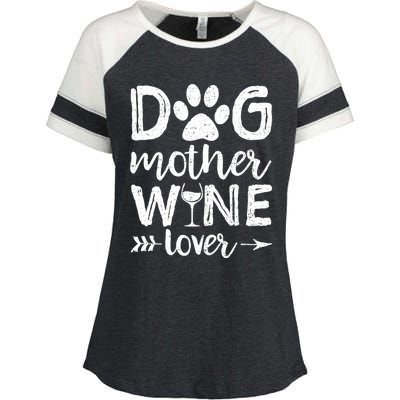 Wo Dog Mother Wine Lover Dog Mom Wine Mother's Day V-Neck Enza Ladies Jersey Colorblock Tee