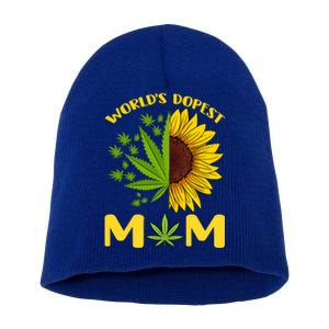 World's Dopest Mom Weed Marijuana Cannabis Weed Mother's Day Gift Short Acrylic Beanie