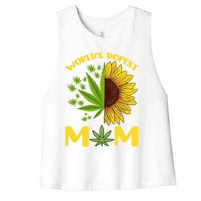 World's Dopest Mom Weed Marijuana Cannabis Weed Mother's Day Gift Women's Racerback Cropped Tank