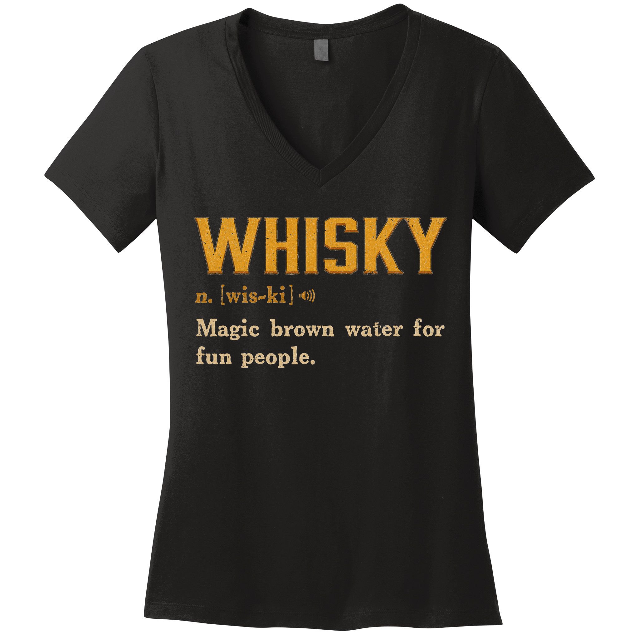Whiskey Definition Magic Brown Water For Fun People Women's V-Neck T-Shirt
