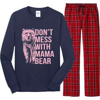 Wo Don't Mess with Mama Bear Vintage Mom Mommy Mother's Day Long Sleeve Pajama Set