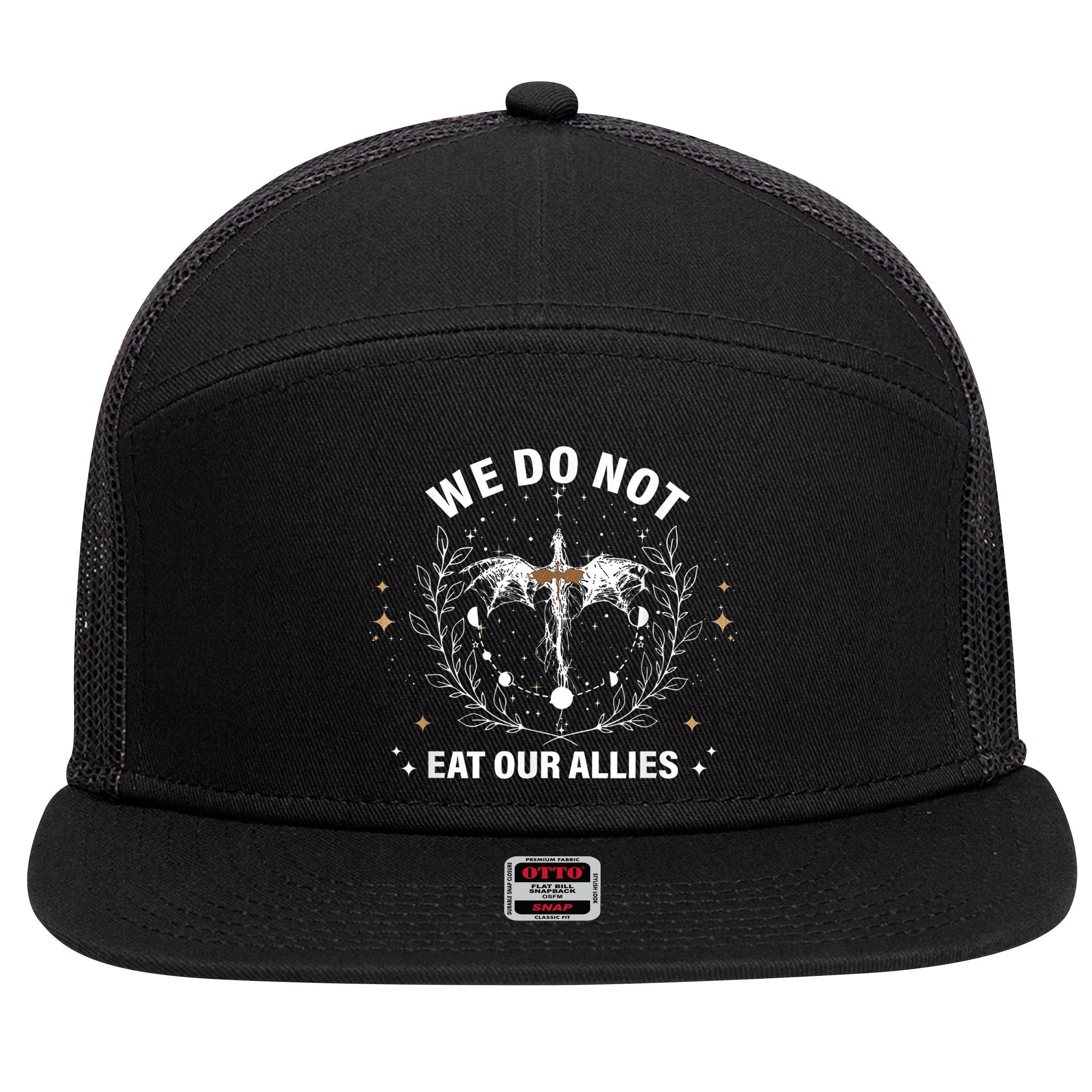 We Do Not Eat Our Allies Dragon Rider 4th Wing Book Bookish 7 Panel Mesh Trucker Snapback Hat