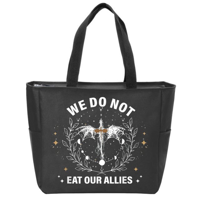 We Do Not Eat Our Allies Dragon Rider 4th Wing Book Bookish Zip Tote Bag