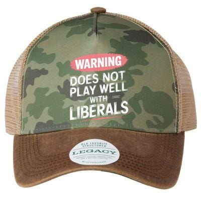 Warning Does Not Play Well With Liberals Legacy Tie Dye Trucker Hat