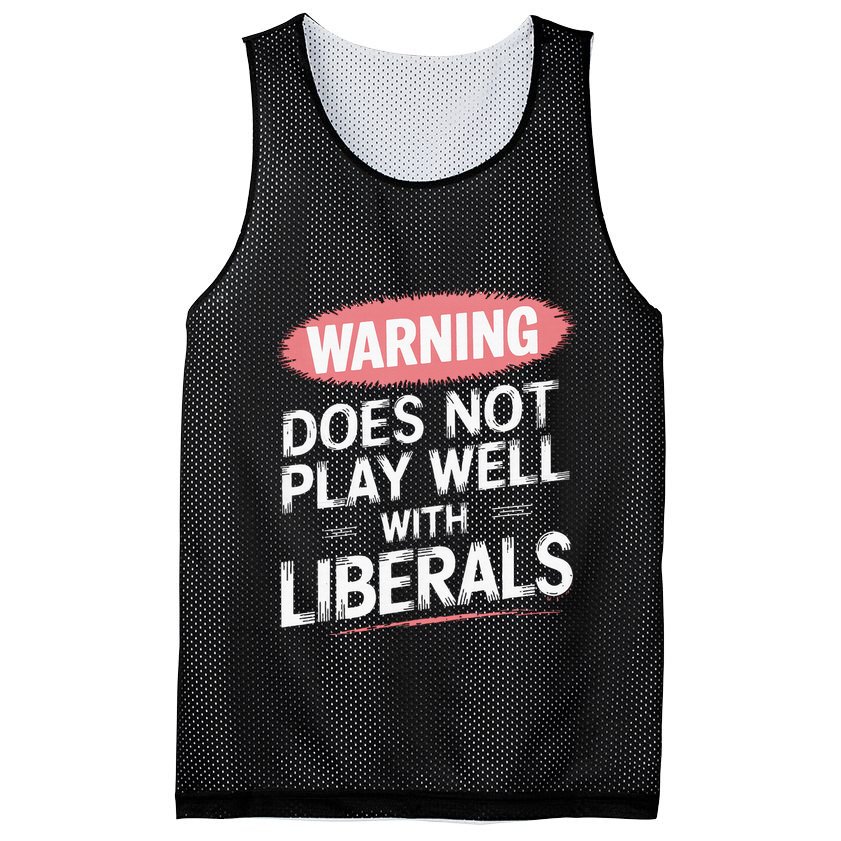 Warning Does Not Play Well With Liberals Mesh Reversible Basketball Jersey Tank
