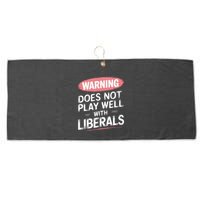 Warning Does Not Play Well With Liberals Large Microfiber Waffle Golf Towel