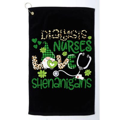 Womens Dialysis Nurses Love Shenanigans Patricks Day Gnome Leopard Golf Towel