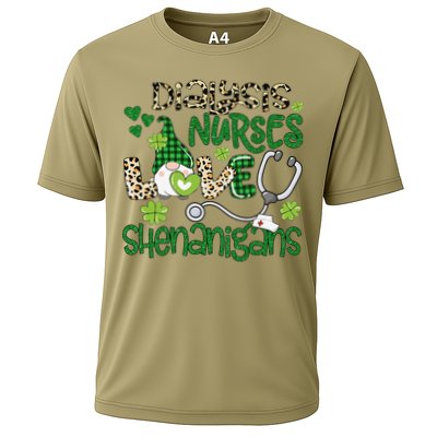 Womens Dialysis Nurses Love Shenanigans Patricks Day Gnome Leopard Performance Shirt