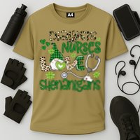 Womens Dialysis Nurses Love Shenanigans Patricks Day Gnome Leopard Cooling Performance Crew T-Shirt