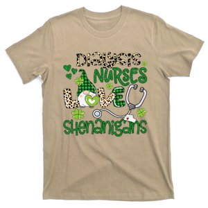 Womens Dialysis Nurses Love Shenanigans Patricks Day Gnome Leopard T-Shirt