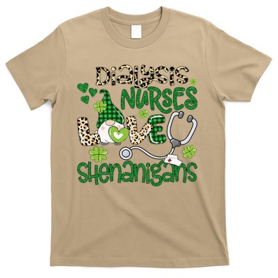 Womens Dialysis Nurses Love Shenanigans Patricks Day Gnome Leopard T-Shirt