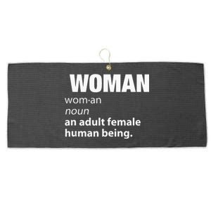 Woman Definition Noun An Adult Human Female Graphic Large Microfiber Waffle Golf Towel