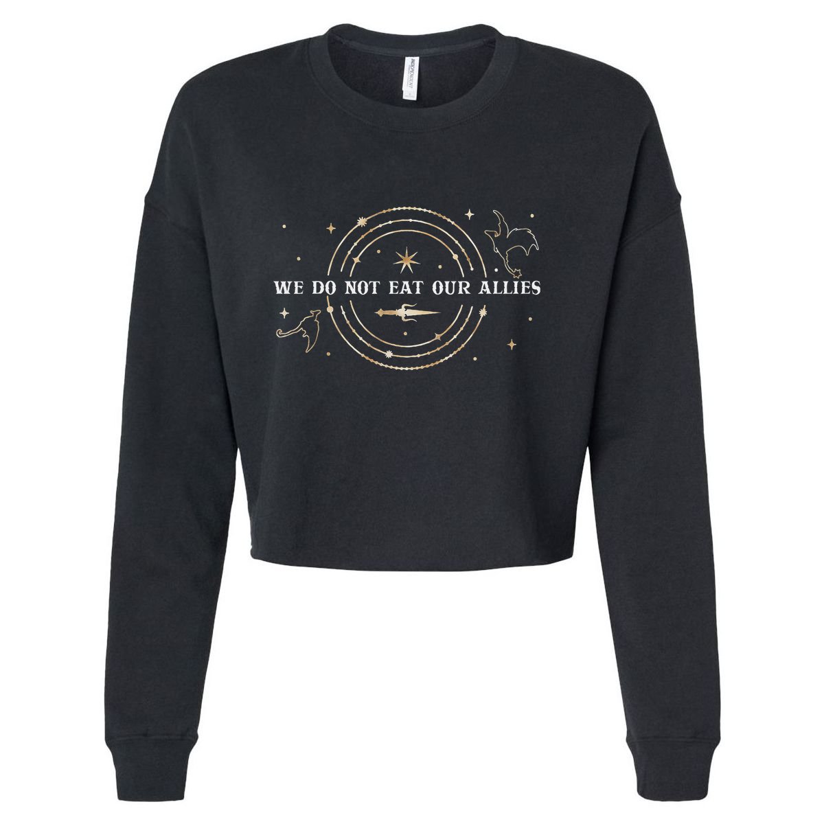 We Do Not Eat Our Allies Dragon Rider Wing Book Bookish Cropped Pullover Crew
