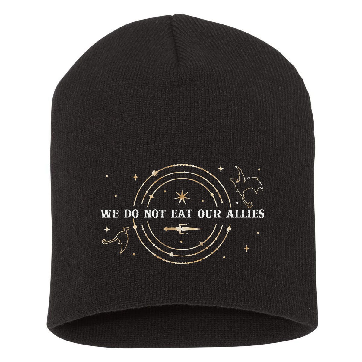We Do Not Eat Our Allies Dragon Rider Wing Book Bookish Short Acrylic Beanie