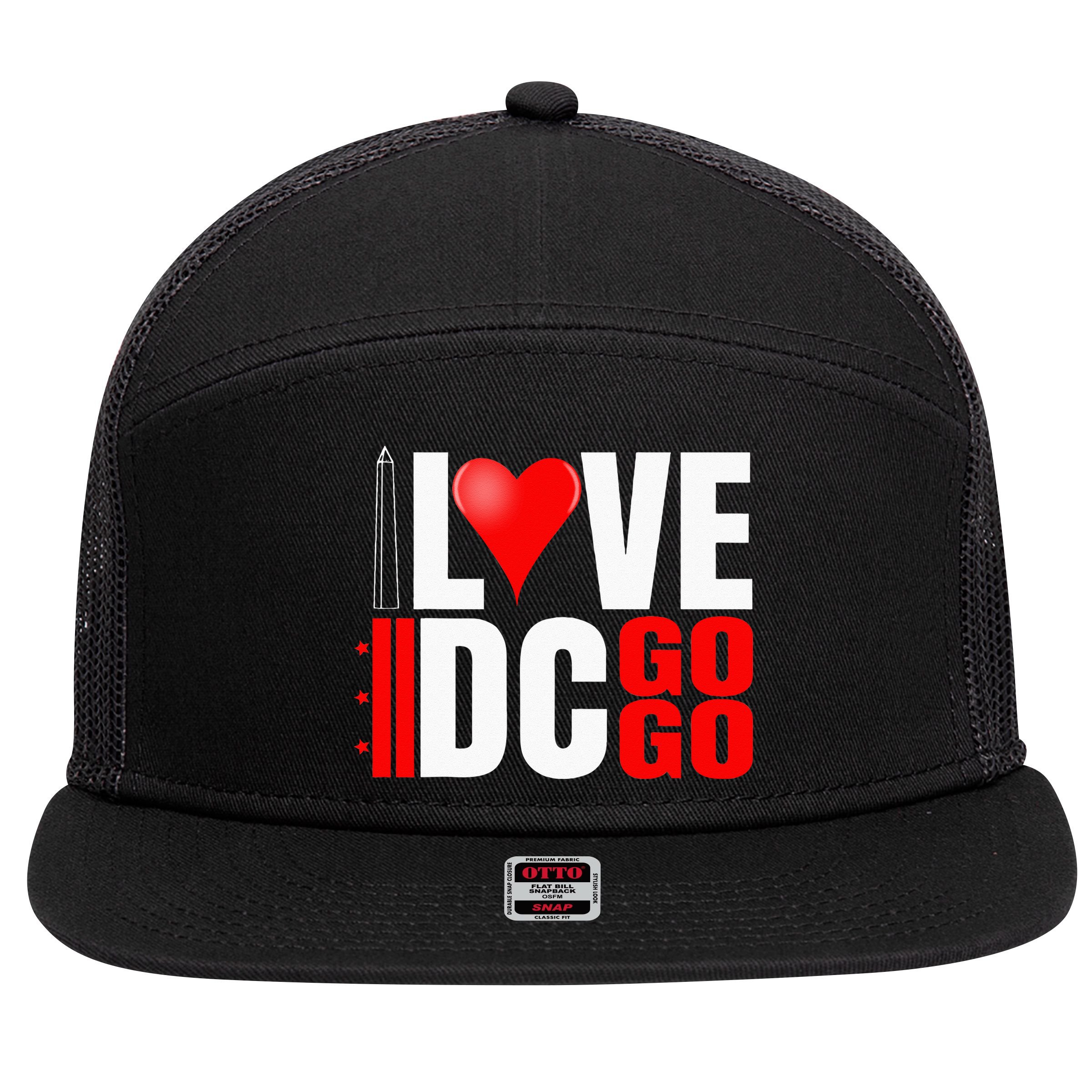 Washington DC Nations Capitol I Love Go Go Music 7 Panel Mesh Trucker Snapback Hat