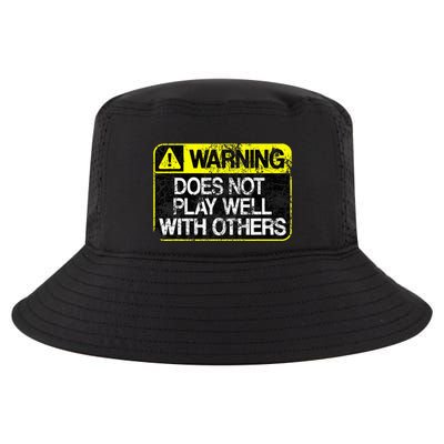 Warning Does Not Play Well With Others Caution Sign Cool Comfort Performance Bucket Hat