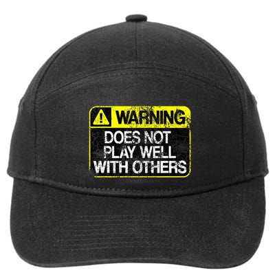Warning Does Not Play Well With Others Caution Sign 7-Panel Snapback Hat